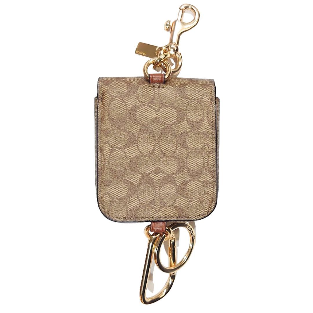 [ beautiful goods ]COACH Coach signature bag charm charm Mini pouch key ring key holder khaki C5698 [ free shipping ]