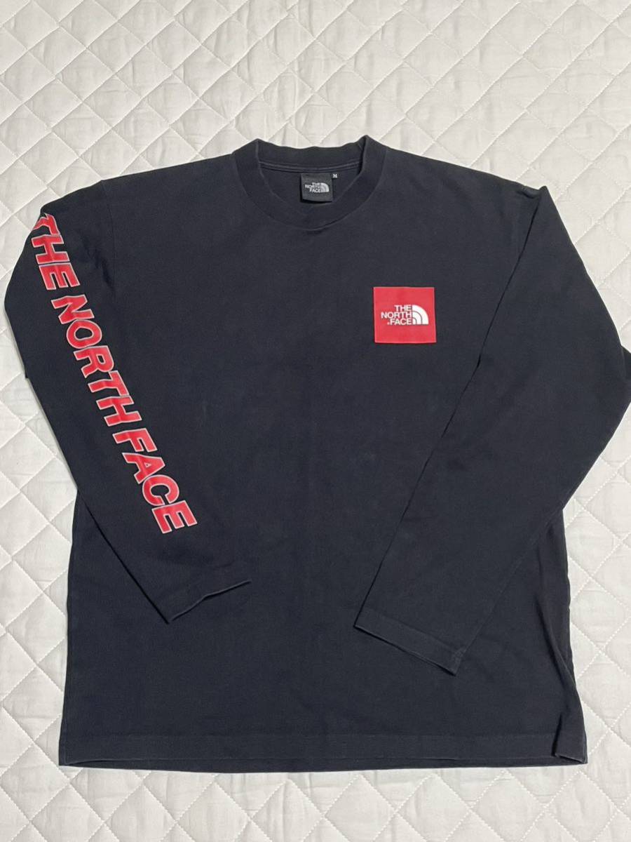 ノースフェイス NT31951 ロングスリーブ スクエア ロゴ スリーブ Tシャツ Ｍサイズ　そでプリント　長袖Tシャツ THE NORTH FACE _画像1