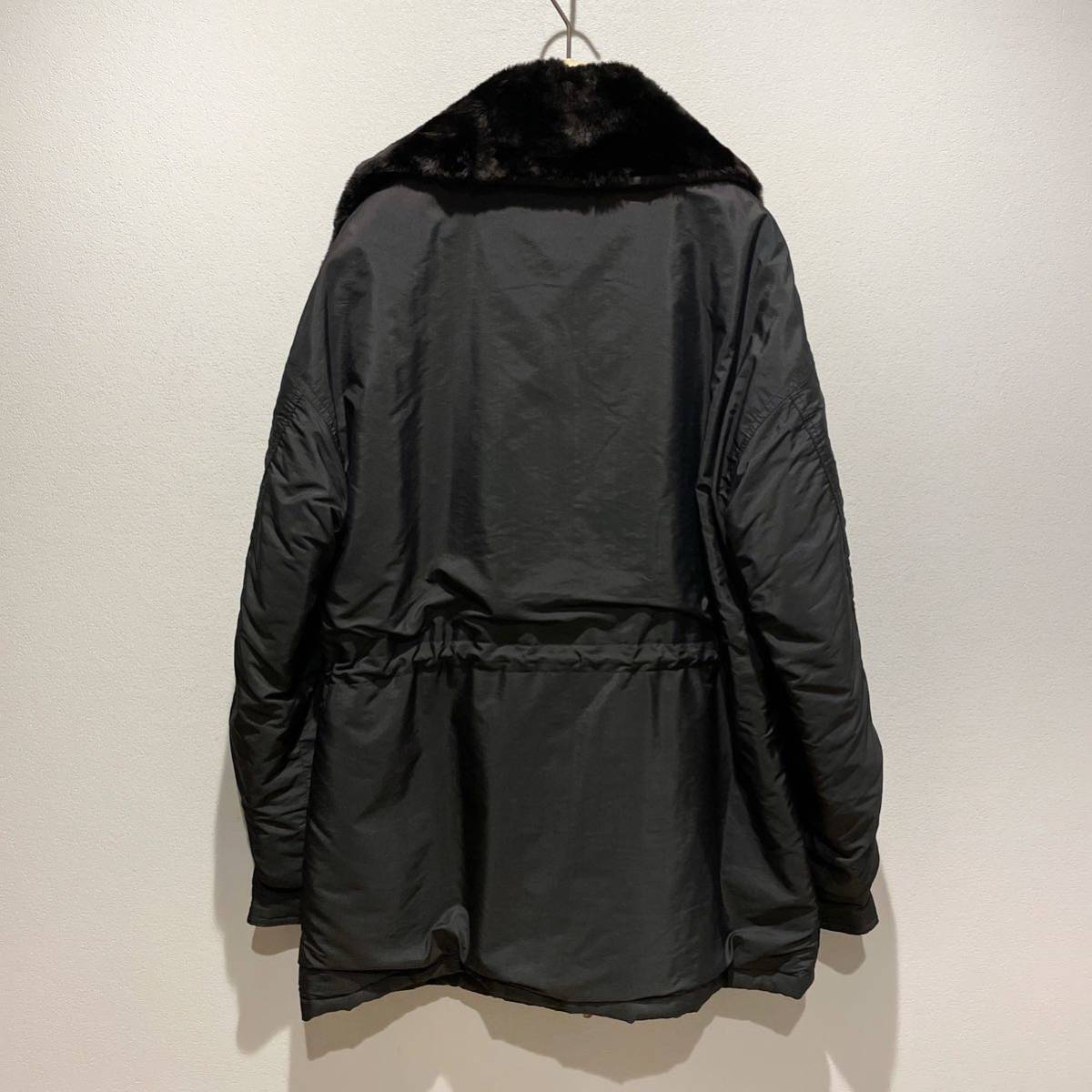 【送料無料】90s Vintage GUCCI Bamboo Coat by TOM FORD グッチ トムフォード期 バンブー ファー付き キルティング コート 黒 40_画像2