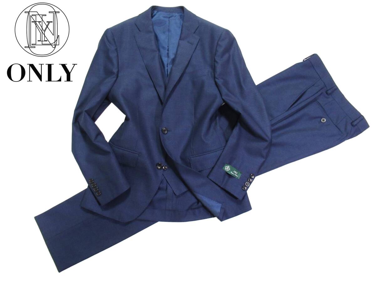 未使用 オンリー ONLY 上質◆ シルクブレンド 絹混 地模様 ジャケット ジレ パンツ スーツ 3ピース 38 M～L相当_On