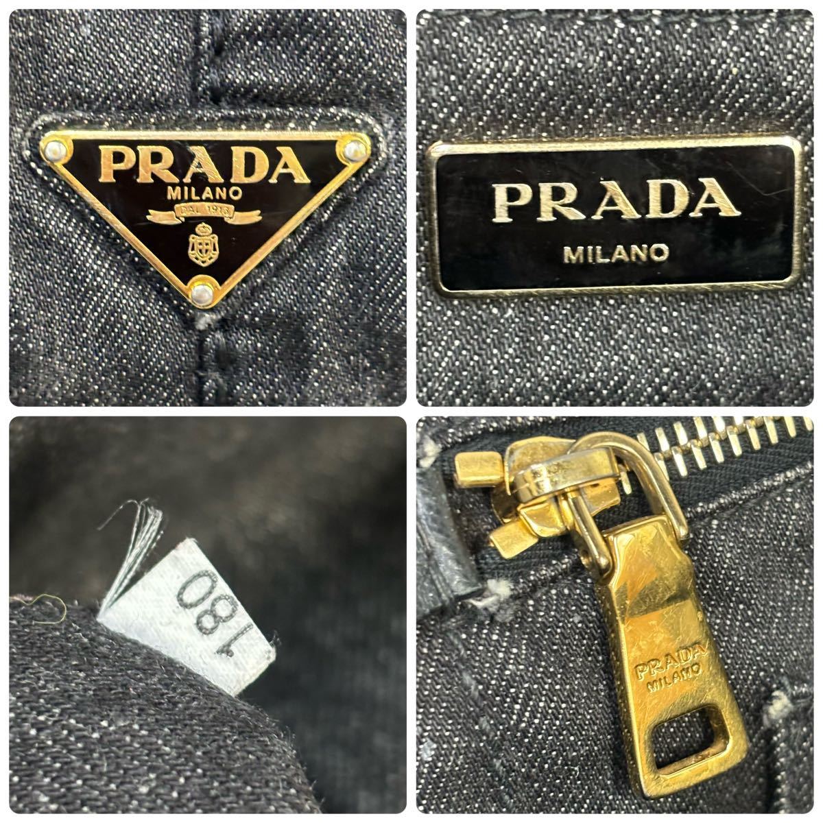 PRADA プラダ カナパ L トートバッグ 2way ショルダーバッグ 肩掛け ゴールド金具 箱付 付属品付_画像9