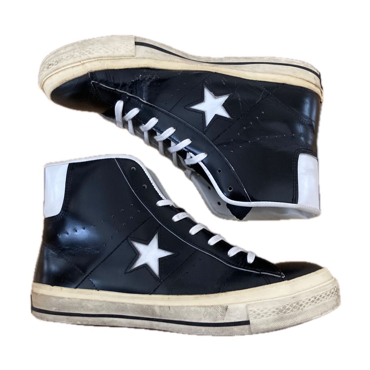 Converse コンバース レザー ワンスター ハイカット黒 日本製 Converse コンバース レザー ワンスター ハイカット黒 日本製