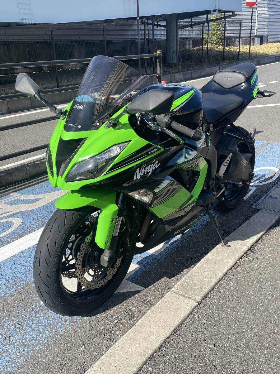 kawasaki Ninja ニンジャZX-6R EF型 【千葉県市川市から】★動画あり★車検令和6年10月まで★カスタム多数（艶あり）ブラック／グリーンの画像2