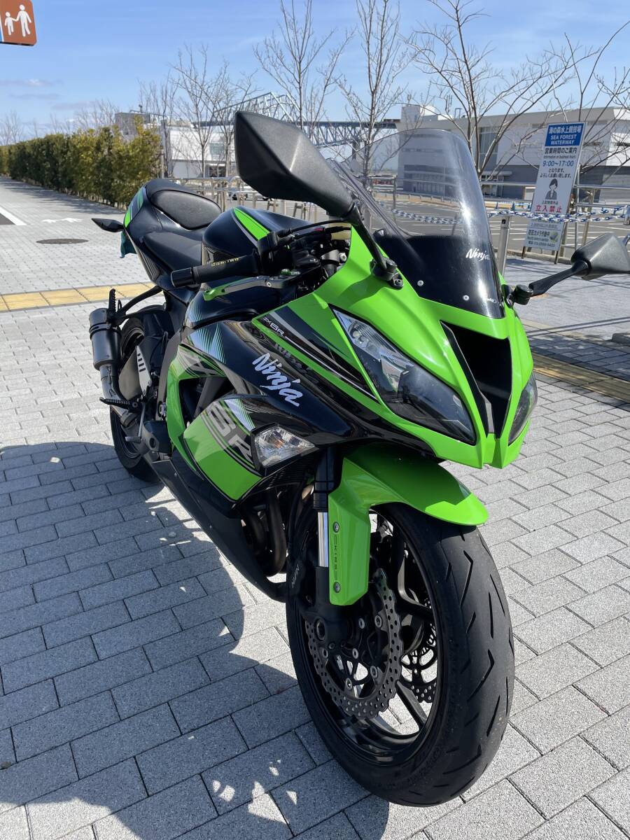 kawasaki Ninja ニンジャZX-6R EF型 【千葉県市川市から】★動画あり★車検令和6年10月まで★カスタム多数（艶あり）ブラック／グリーンの画像1