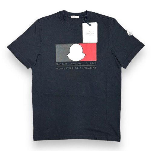 新品 XLサイズ MONCLER トリコ ロゴ プリント Tシャツ ネイビー ブルー モンクレール_画像1