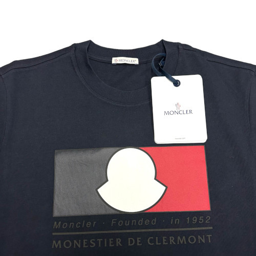 新品 XLサイズ MONCLER トリコ ロゴ プリント Tシャツ ネイビー ブルー モンクレール_画像2