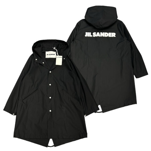 新品 サイズ46 JIL SANDER ロゴプリント コットンポプリン コート パーカー ブラック ジルサンダー_画像1