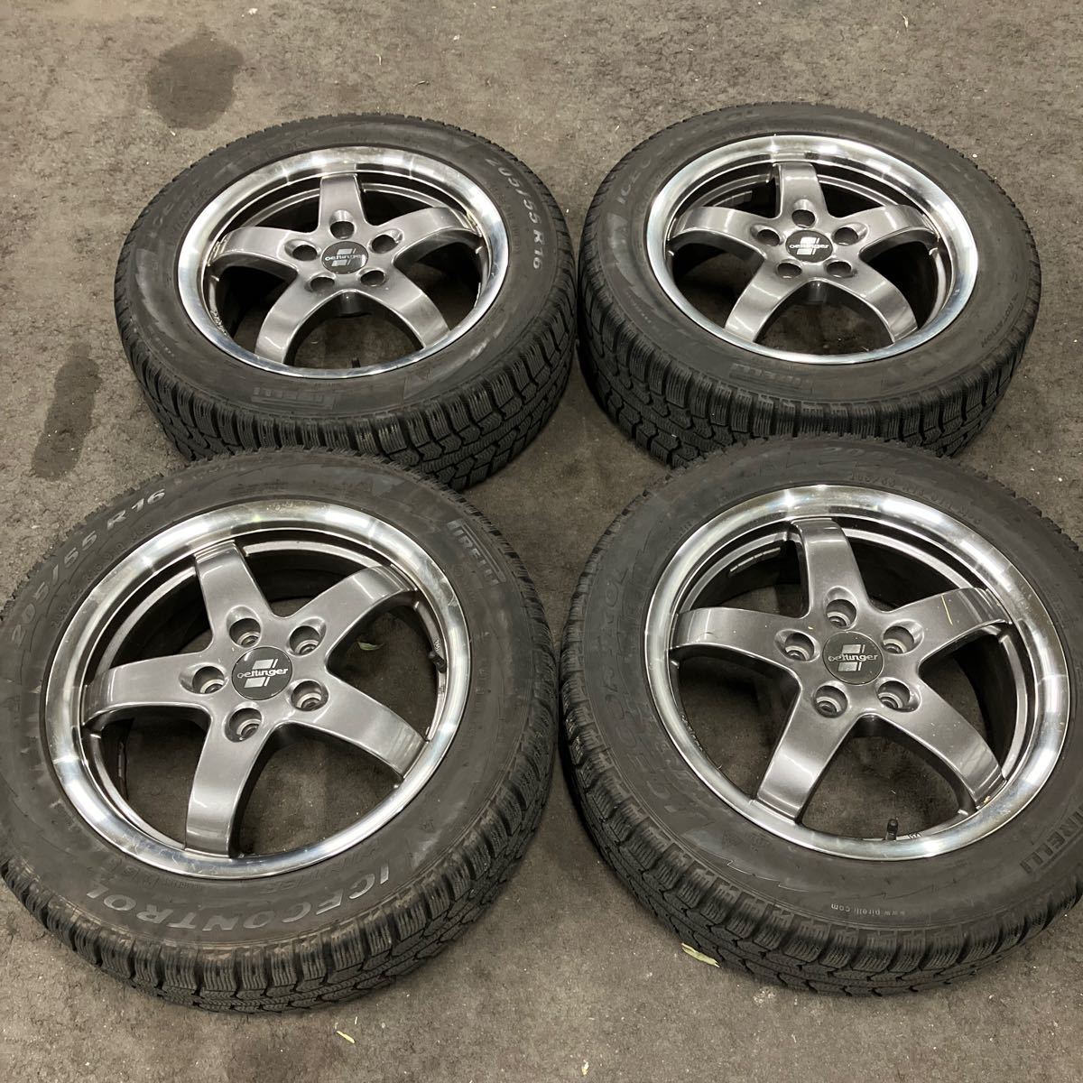 VWゴルフ等 oettinger エッティンガー アルミ&スタッドレスセット 205/55R16 PCD112 オフセット47 中古美品の画像1