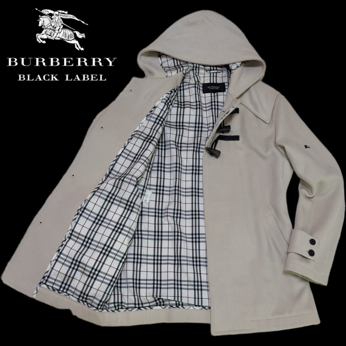 在庫僅少】 BLACK BURBERRY ノバチェック ダッフルコート ウール