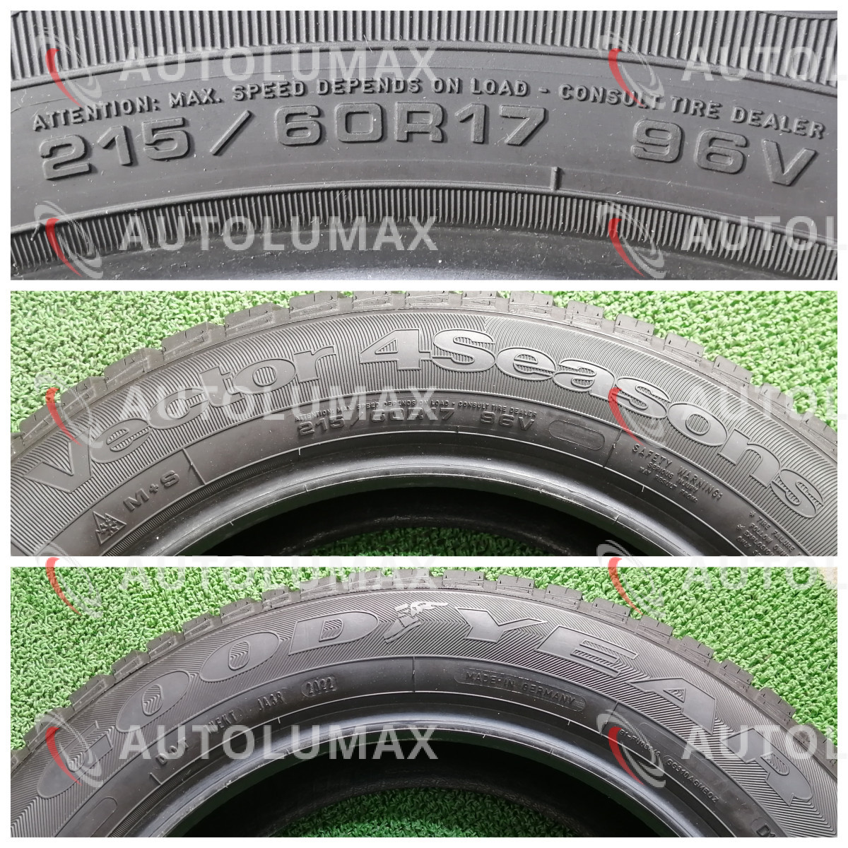 215/60R17 96V Goodyear Vector 4Seasons 中古 オールシーズンタイヤ 2本セット 2022年製 送料無料 215/60/17 グッドイヤー U3355.I_画像4