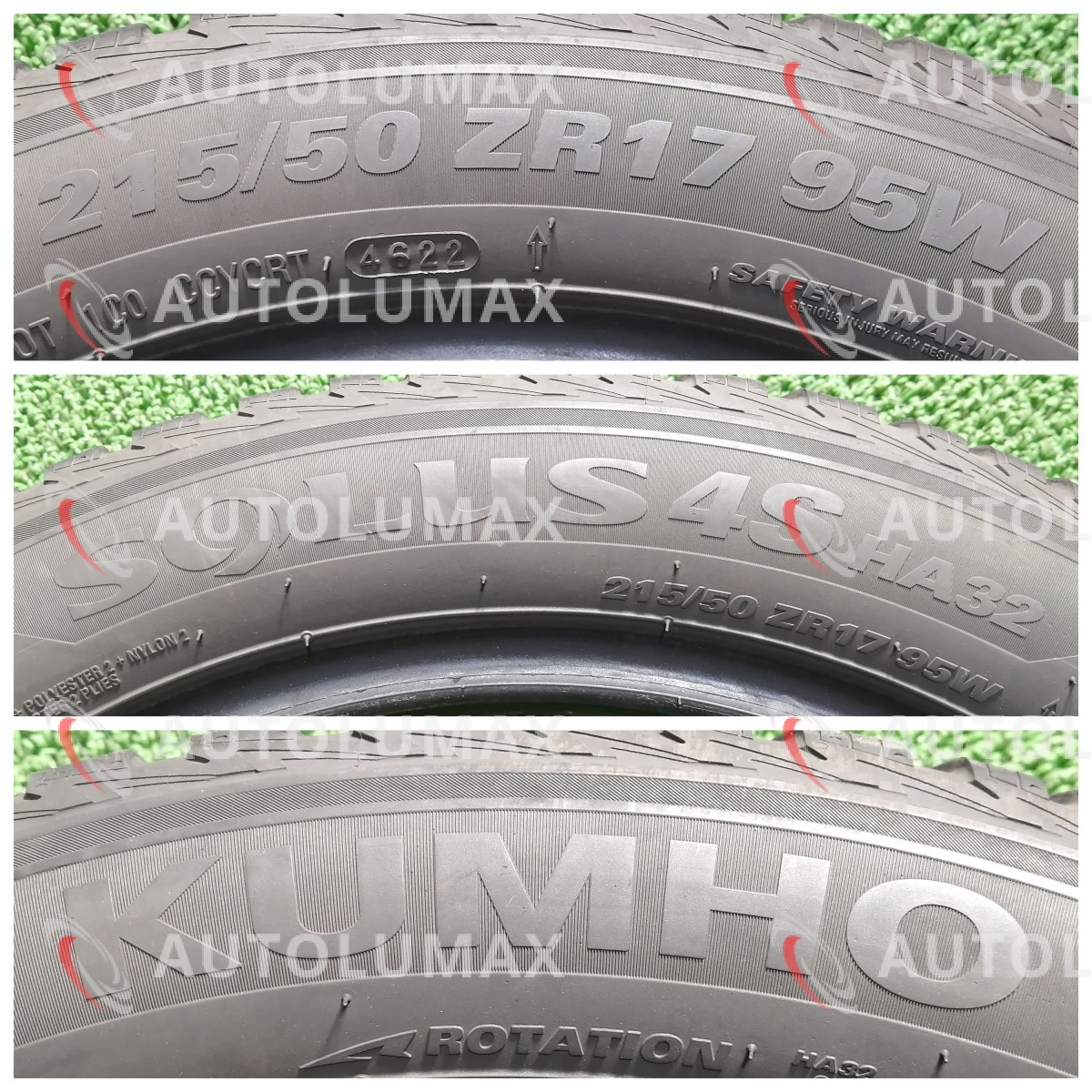 215/50R17 95W KUMHO SOLUS4S HA32 中古 オールシーズンタイヤ 2本セット 2022年製 送料無料 215/50/17 クムホ U3356.I_画像4