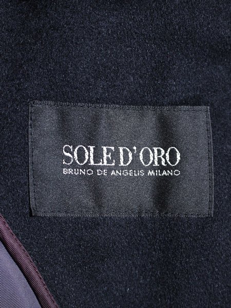 SOLED'ORO ソレドーロ カシミヤ100％ 隠しボタン ステンカラー ハーフコート 黒 L_画像3