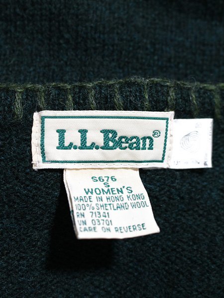 L.L.Bean エルエルビーン 葉っぱモチーフ 厚手 胸V デザインカーディガン_画像4