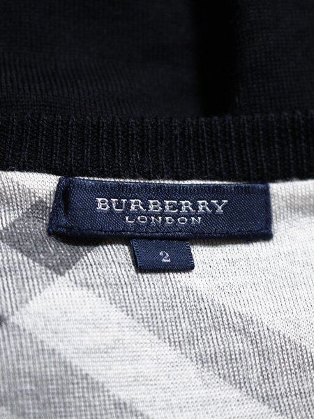 BURBERRY ロンドン 三陽商会正規品 ホースロゴ刺繍 裏チェック クルーカーディガン 黒_画像4