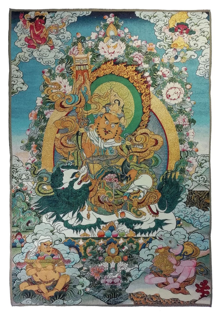 チベット密教仏画掛軸 毘沙門天 クベーラ 仏教 織物 タンカ タペストリー NU-TBT200117-6_画像1