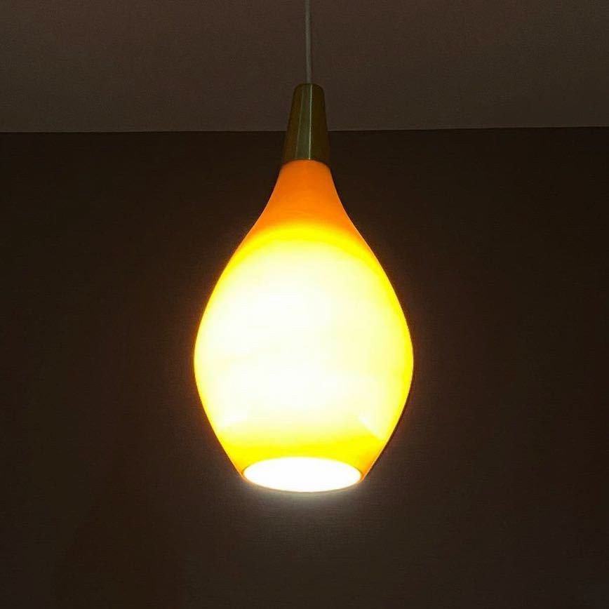 Holmegaard ホルムガード　ペンダントライト　ランプ　オレンジ　ティアドロップ　ガラス製　デンマーク製　1960年代　ビンテージ_画像2