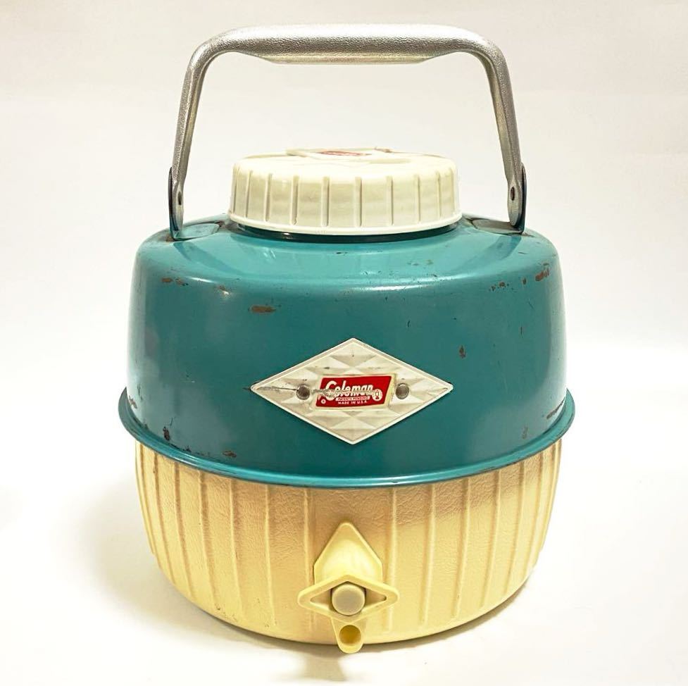 【希少】Coleman コールマン ウォータージャグ ダイヤモンドロゴ　ターコイズブルー　1ガロン　1960s　ビンテージ　Made in USA　キャンプ_画像2