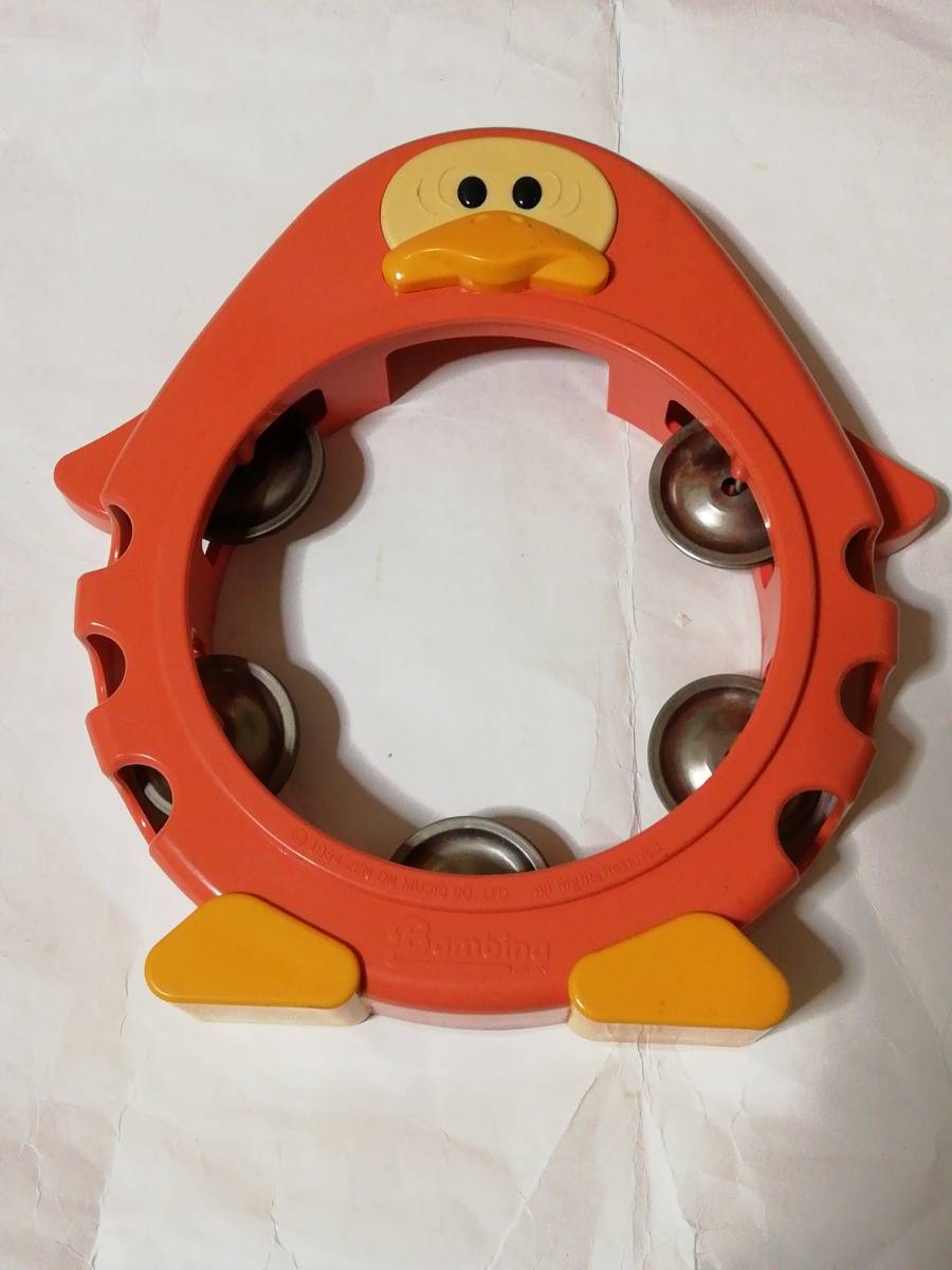 [ beautiful goods ] Vintage tambourine Bambi -naJAPAN 1984 music all sound penguin a Hill Bambinazen on pink musical instruments intellectual training toy 