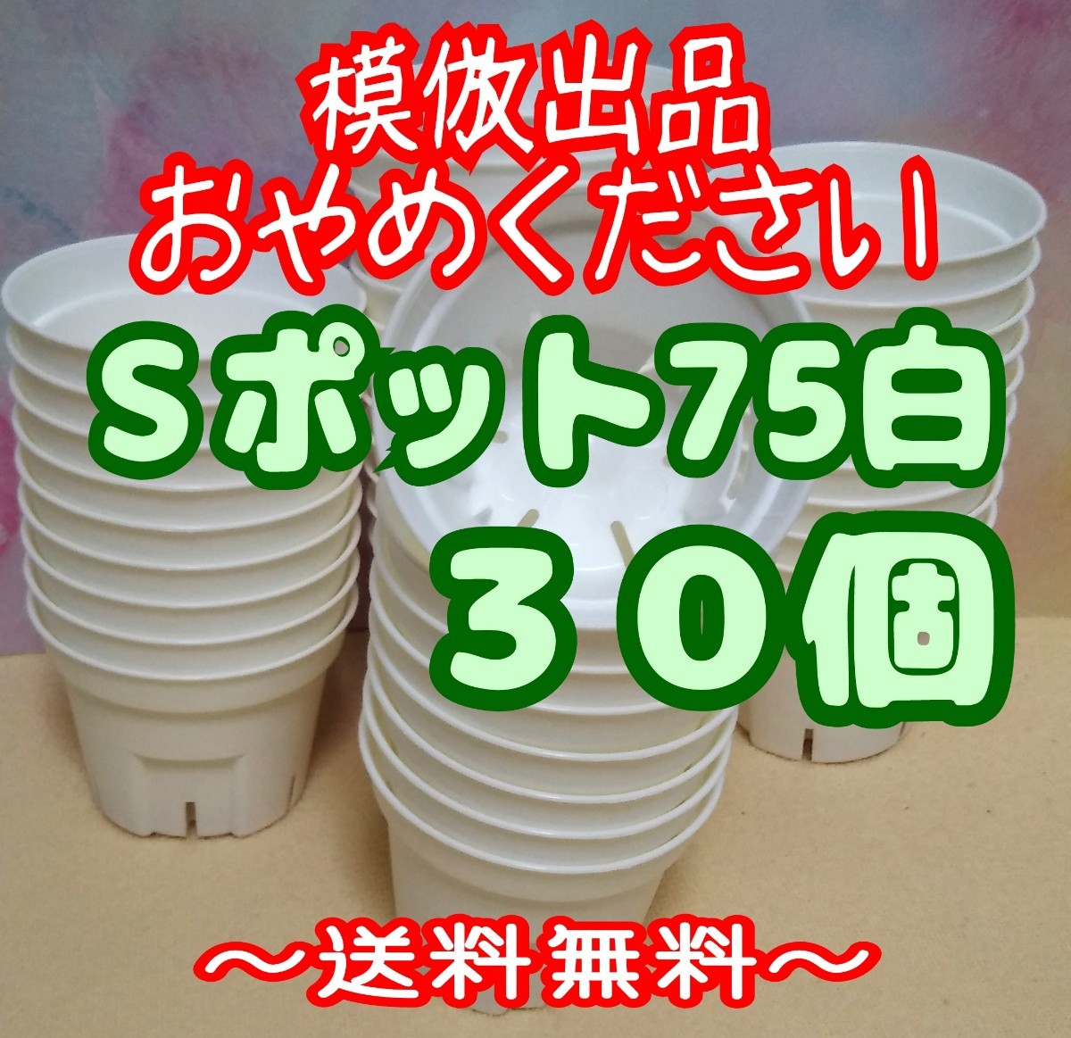 ◆送料無料◆Sポット75 白 30個 スリット鉢 プラ鉢 2.5号 7.5cm プレステラ 丸型 多肉植物_画像1