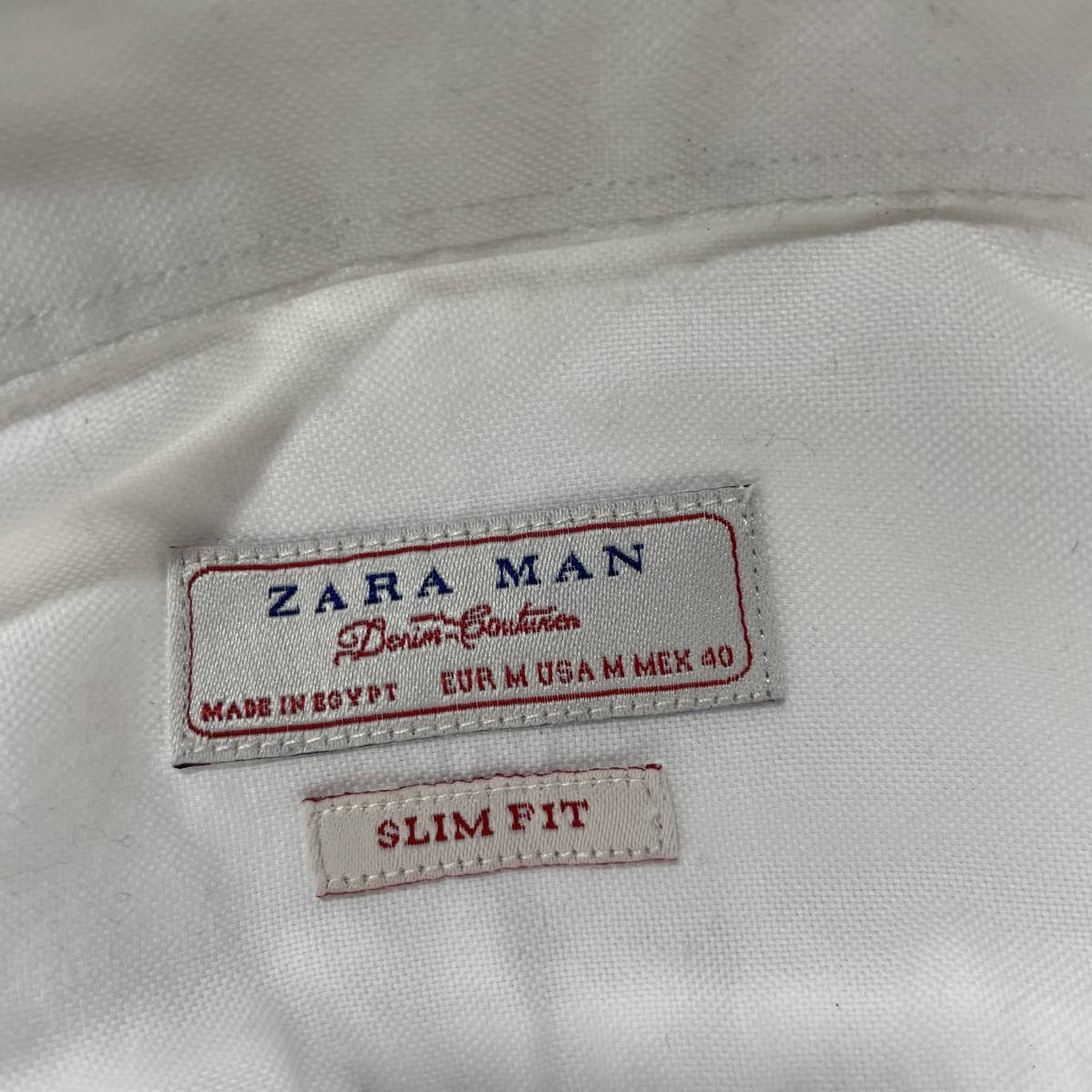 X-18　ザラ/ZARA MAN　USA＝M（SLIM-FIT）！刺しゅう　白デザインシャツ_画像3
