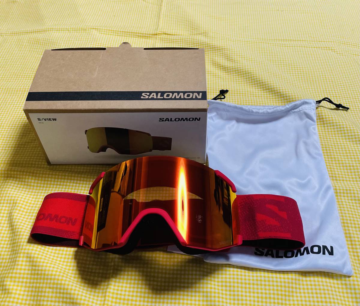 【24モデル新品・即決】未使用SALOMON S/VIEW RED レッドレンズ サロモンゴーグル 全天候レンズ レッド25%OFF _画像4