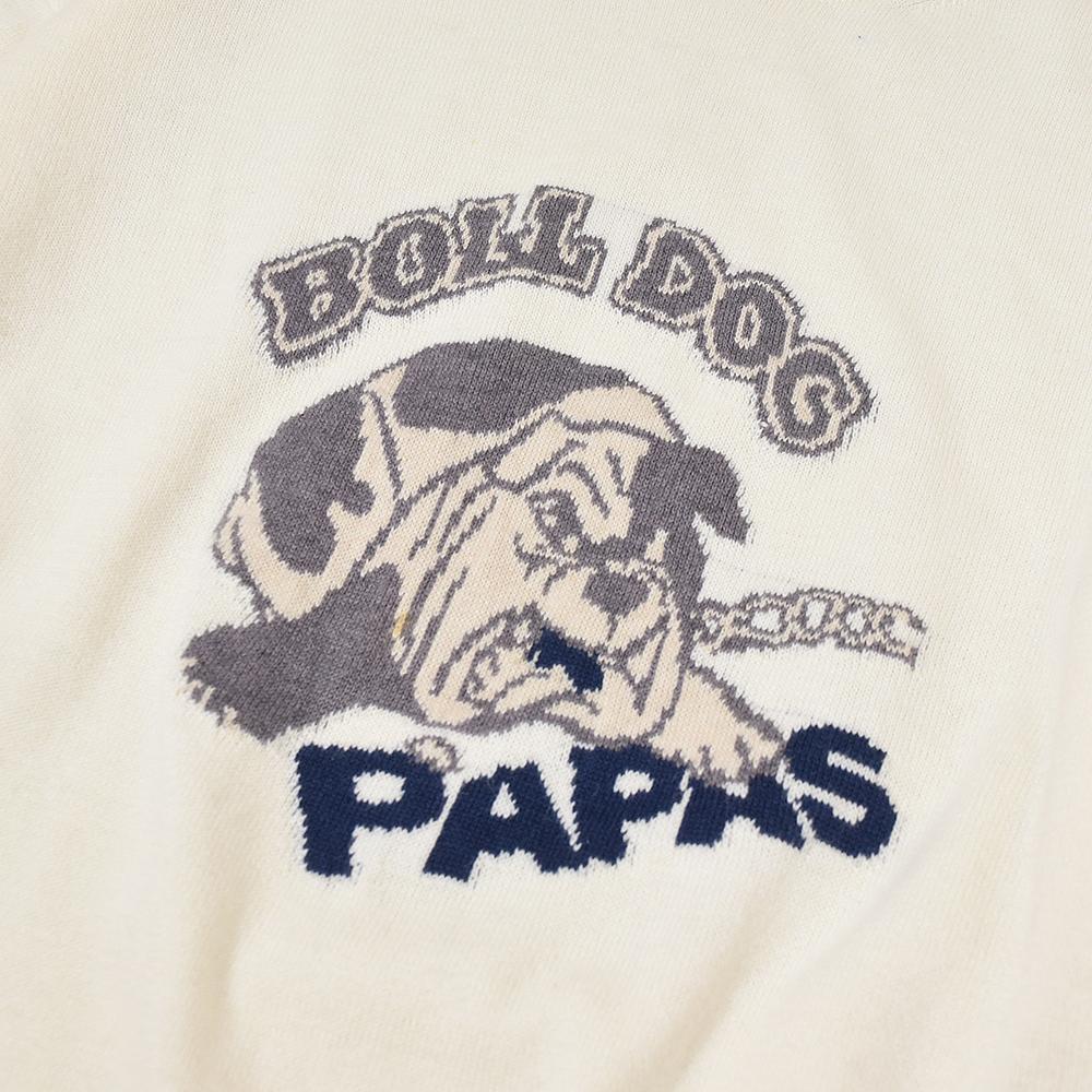 日本製 パパス Papas boll dog コットン カシミヤ サマーニット セーター オフ白 52 LL XL 大きいサイズ_画像3