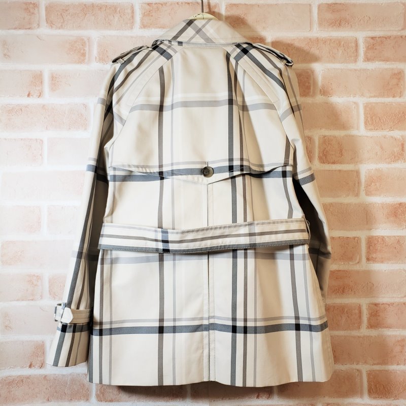 美品 コーチ coach トレンチコート チェック柄 XS ハーフ丈 オフ ...