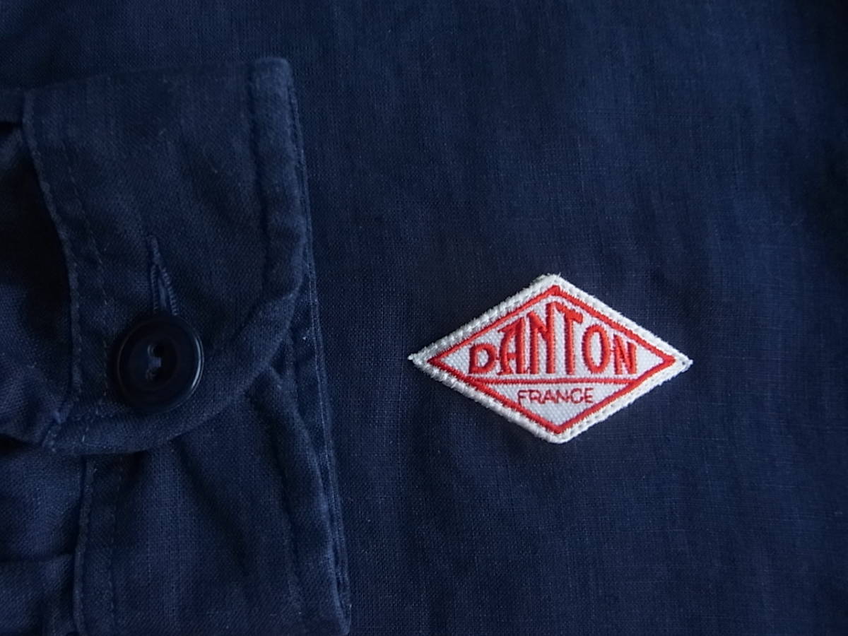DANTON ダントン　リネン100% プルオーバー　ラウンドカラーシャツ　サイズ 42 日本製　ネイビー_画像4