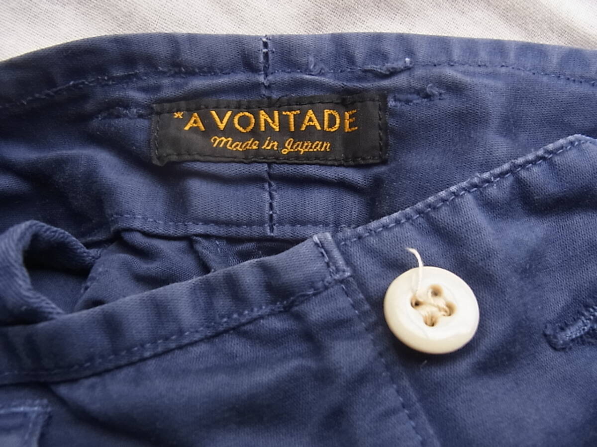 A VONTADE ア ヴォンタージ コットンリネンサテン テーパードシルエット パンツ サイズ M ネイビー 日本製の画像5