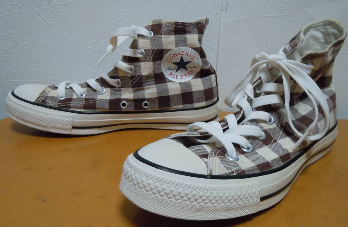 CONVERSE Converse ALL STAR all Star is ikatto lady's sneakers 24.5cm tea color × white check S1902A: Real Yahoo auction salling