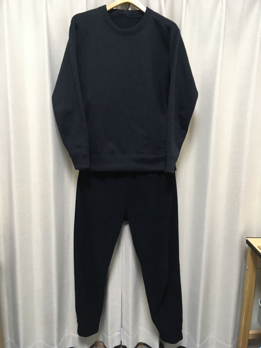 【良品】UNIQLO ユニクロ／Mサイズ／ニットフリースセット／ブラック 黒