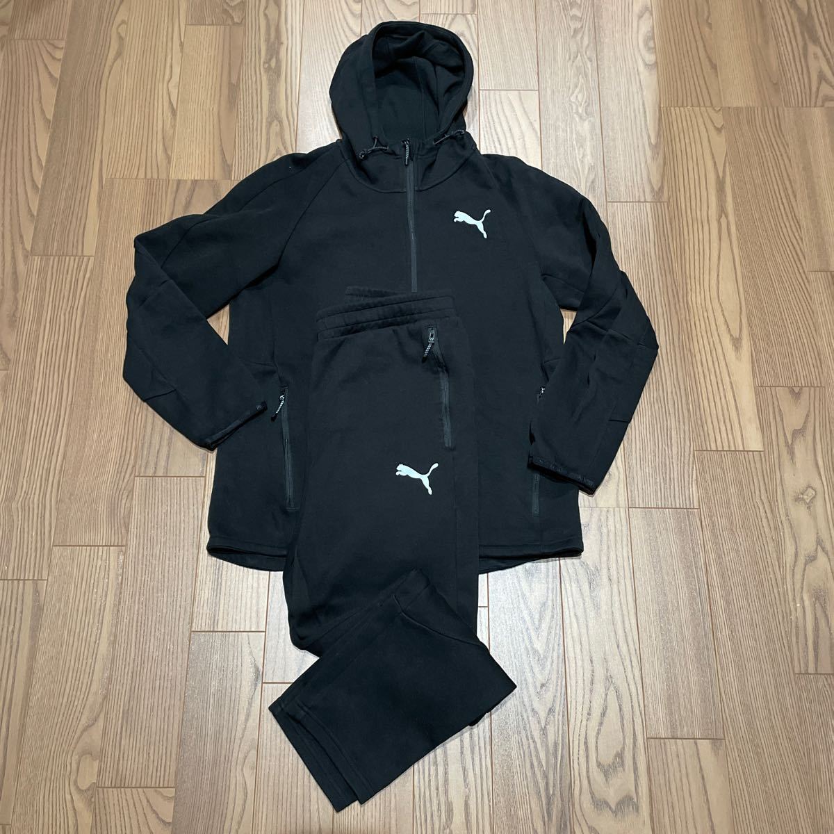 【中古・美品】PUMA(プーマ) サイズL ブラック セットアップ 上下_画像1