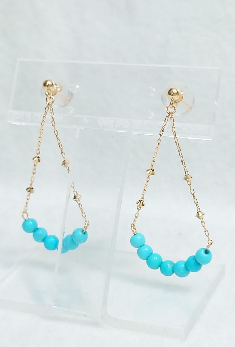  spring earrings! turquoise 34.K18 earrings (PE-4039)