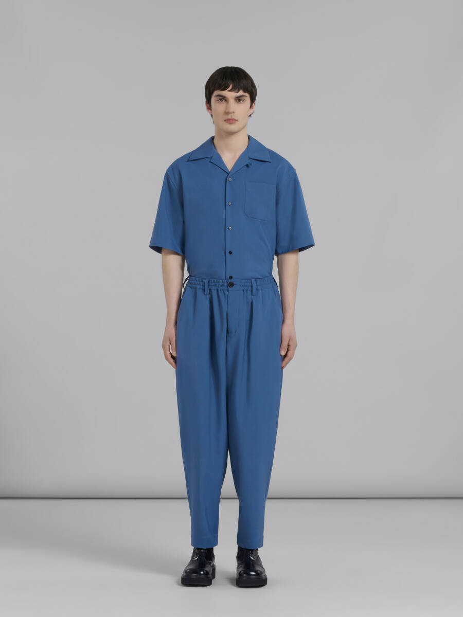 [ Tokyo .. отправка ]* новый товар *MARNI Marni мужской тропический шерсть брюки tuck ввод голубой ( размер 46)