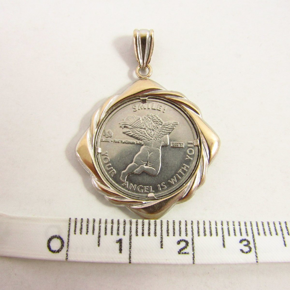K18 Angel platinum coin pendant top approximately 4.3g glass less VAC24634