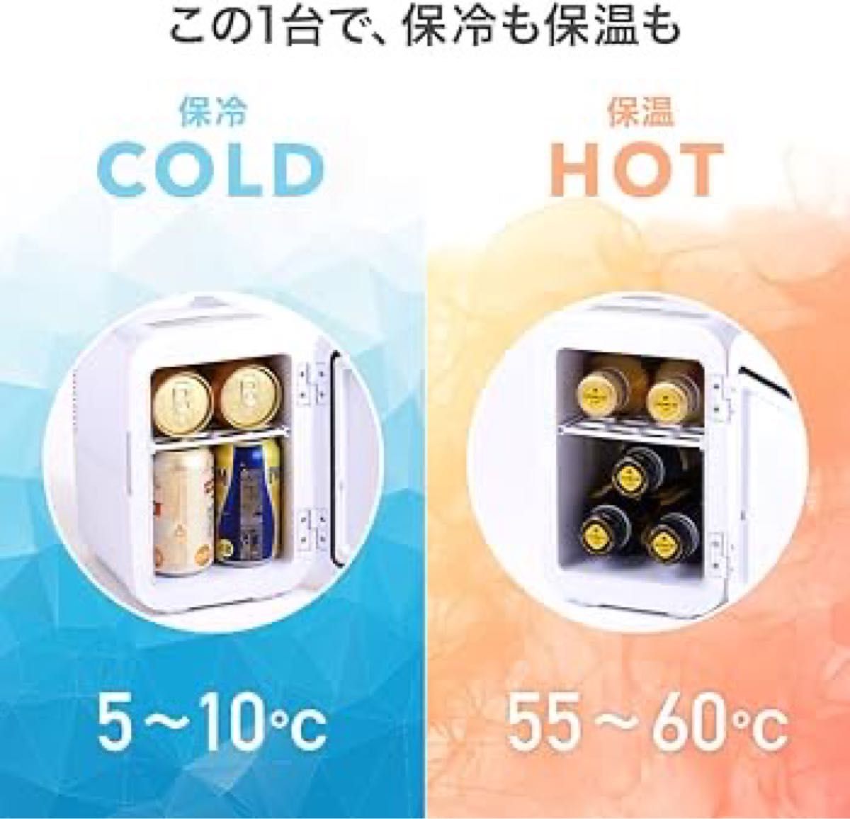 ミニ冷蔵庫 4L 冷温庫 5~60℃ 保温 保冷 車載 小型冷蔵庫 AC電源