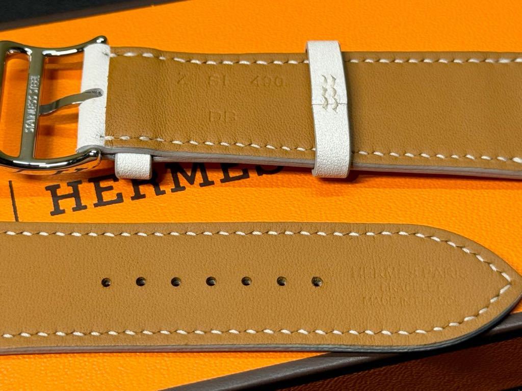 ☆ほぼ未使用 即決 Apple Watch Hermes 45mm 44mm 白 シンプルトゥール レザーストラップ アップルウォッチ レザー エルメス ホワイト 193の画像6