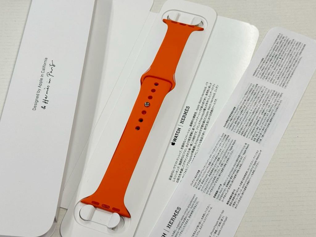 ☆即決未使用 Apple Watch HERMES 限定 オレンジ スポーツバンド 45mm 44mm 純正 アップルウォッチ エルメス 正規品 ラバーバンド 340_画像1