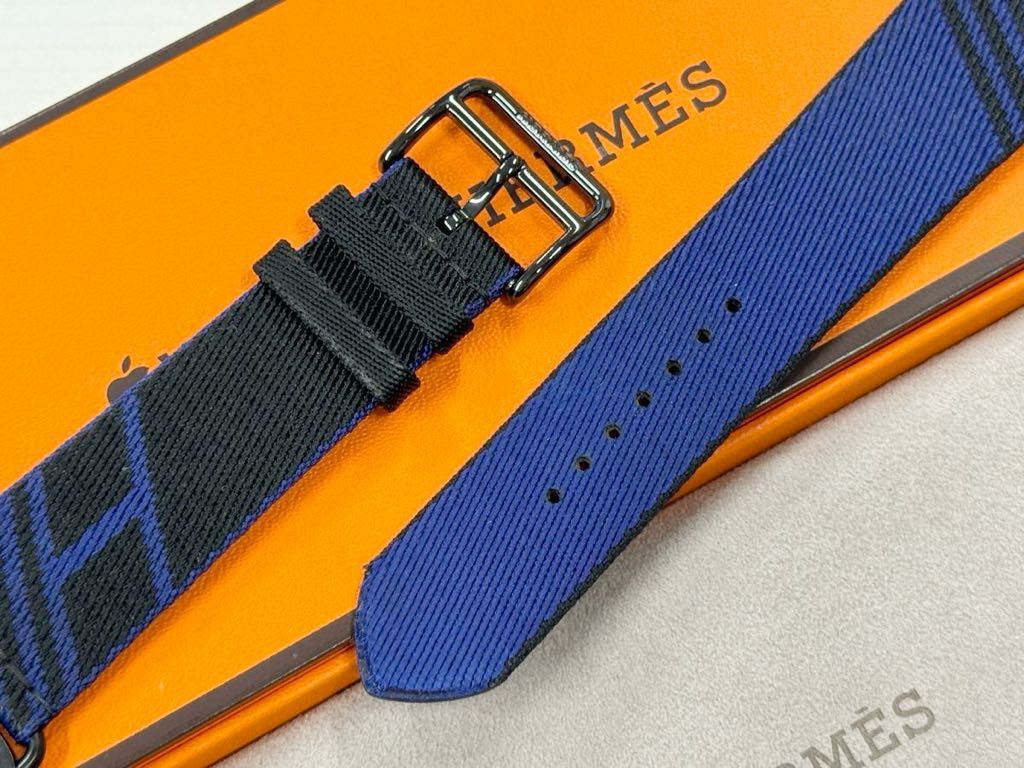 ☆即決 美品 Apple Watch Hermes 45mm 44mm ジャンピング 黒/ブルー サフィール シンプルトゥール アップルウォッチ エルメス 315_画像1