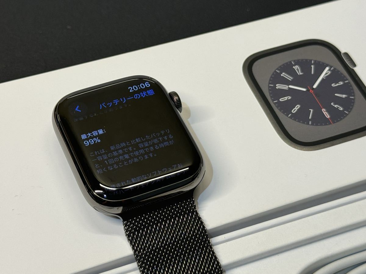 ☆即決 美品 バッテリー99％ Series8 Apple Watch 45mm グラファイトステンレス アップルウォッチ ミラネーゼループ シリーズ8 376_画像8