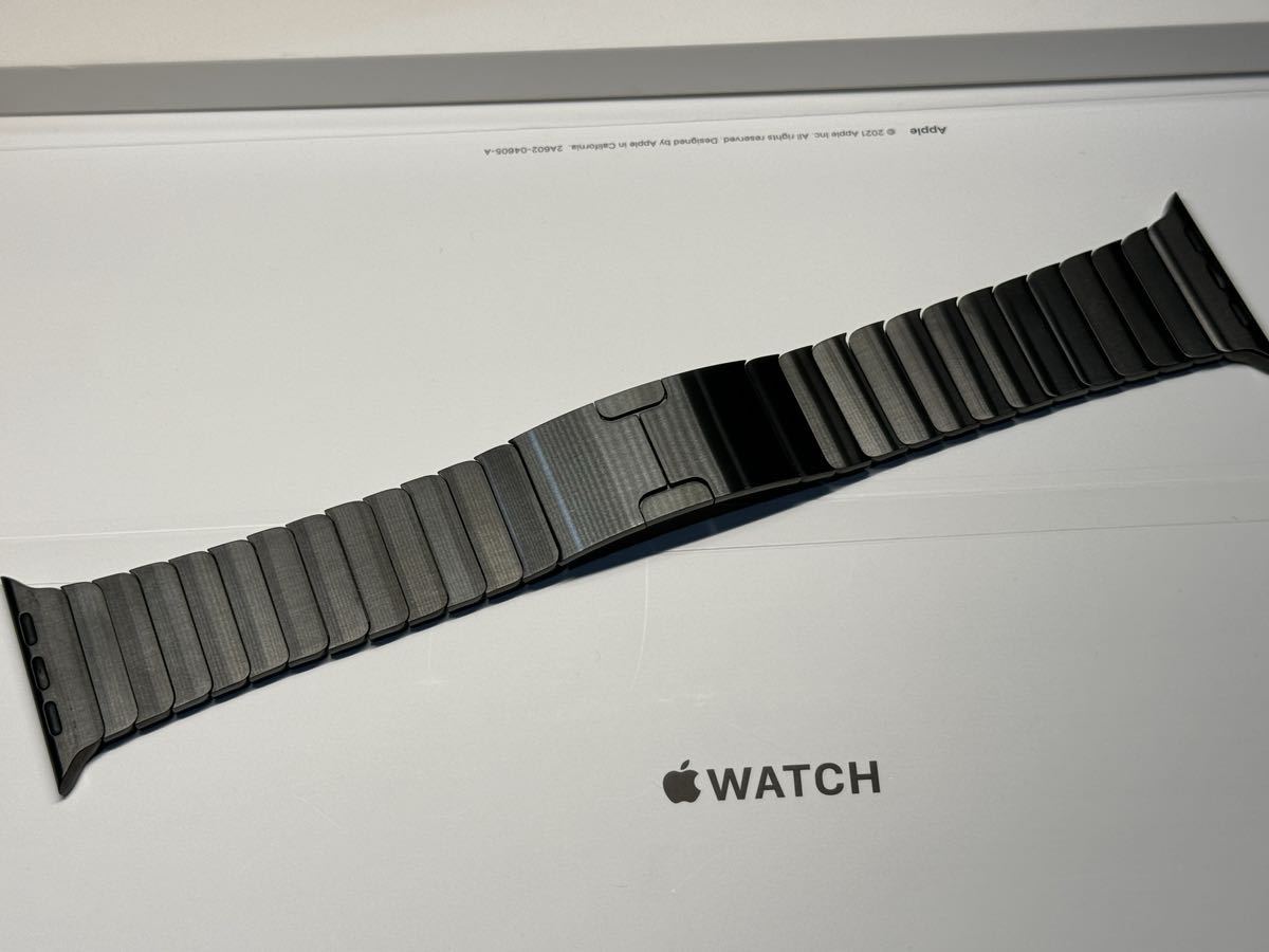 ☆即決 美品 純正 Apple watch リンクブレスレット ブラックステンレス 42mm 44mm 45mm ステンレス アップルウォッチ リンクブレス 399