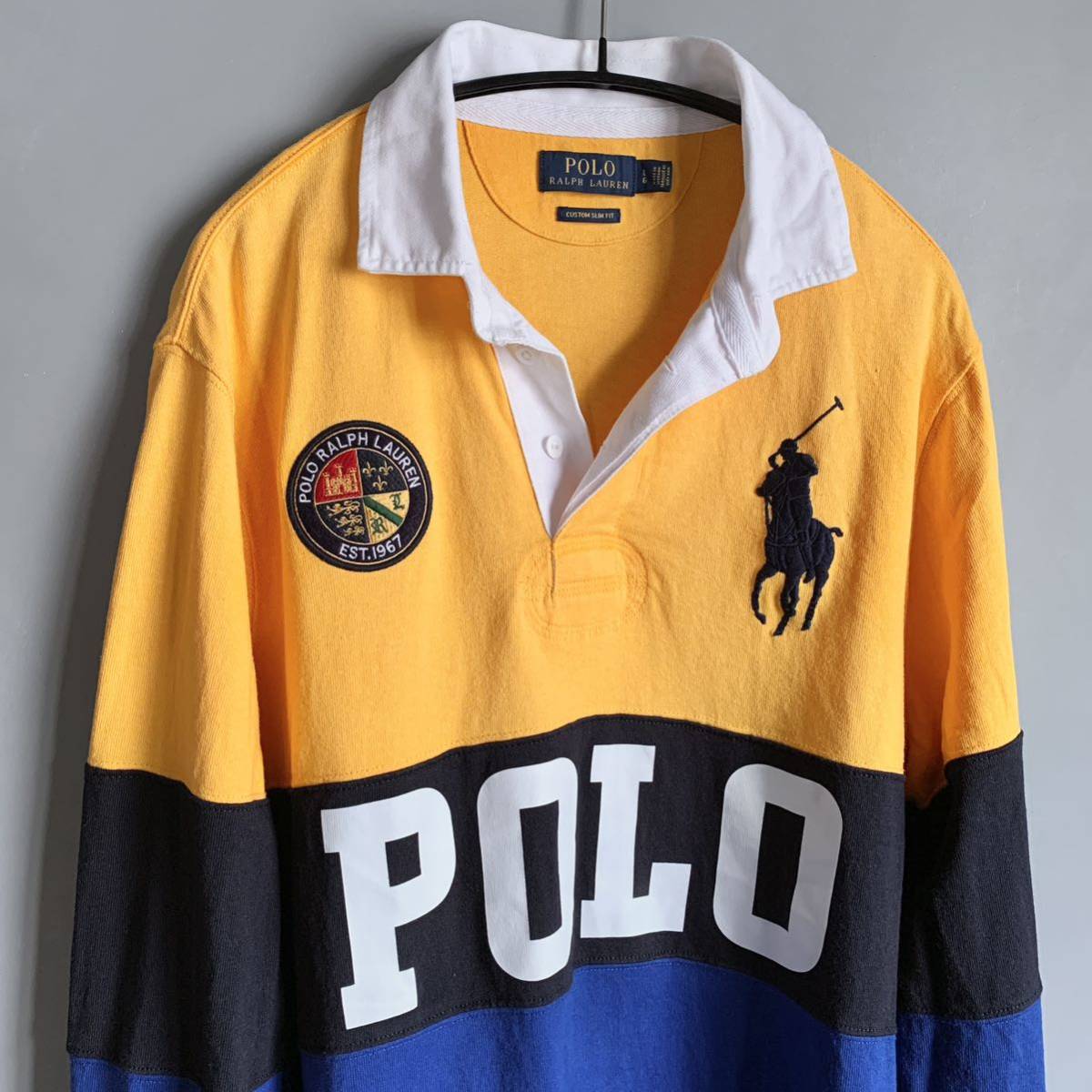 Polo Ralph Lauren マルチカラー ラガーシャツ ポロラルフローレン 長袖カットソー ポロシャツ ラグビー イエローブルー