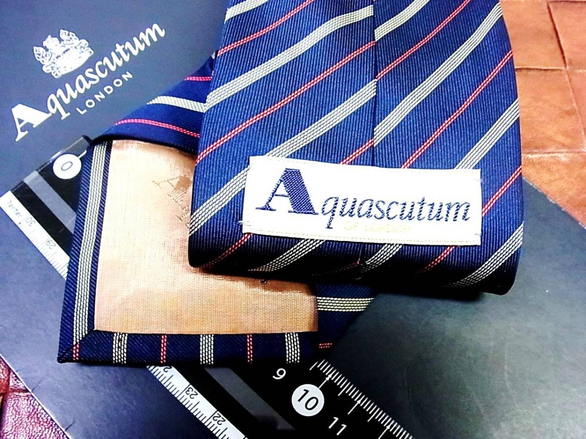 *3818* хорошая вещь * Aquascutum [ полоса рисунок ] галстук 