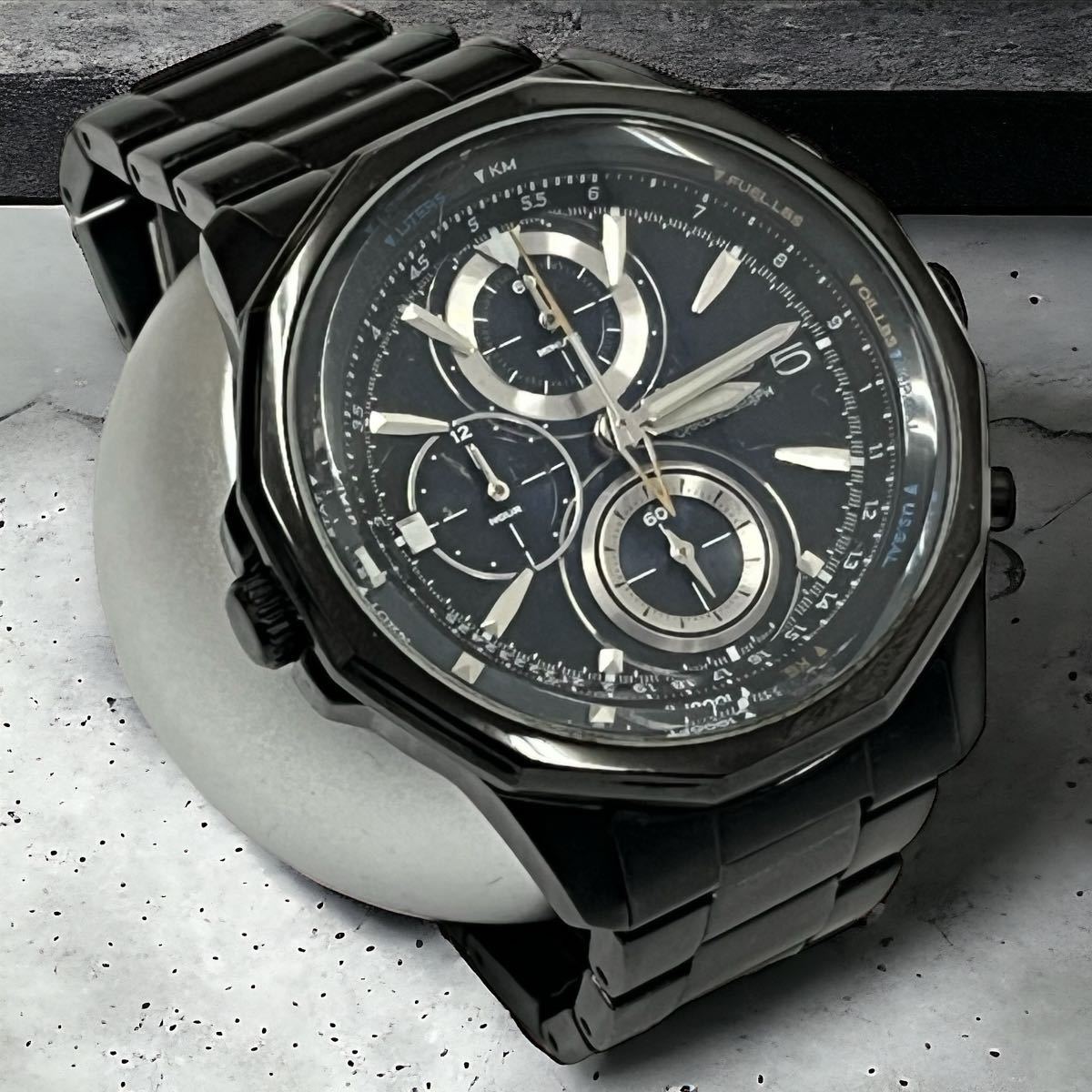 SEIKO WIRED / セイコー ワイアード クォーツ クロノグラフ スチール腕時計 ブラック×ブラック 電池交換済み 稼働品_画像1