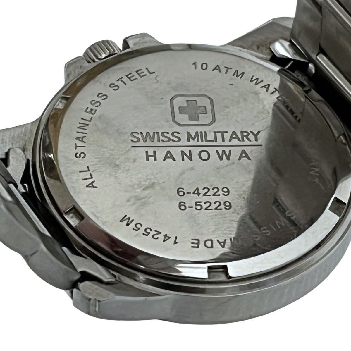 【稼働品】SWISS MILITARY HANOWA / スイスミリタリー メンズ クォーツ腕時計 シルバー文字盤 オールステンレス 電池交換済_画像4