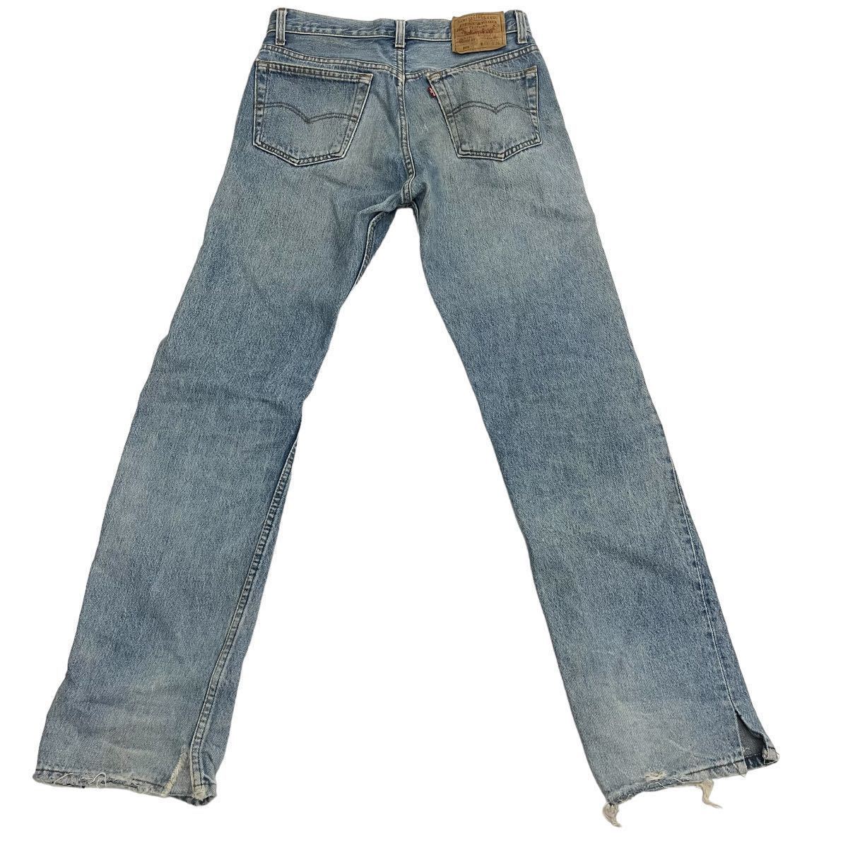 【USA製ヴィンテージ】Levi's 501 / リーバイス W33 メンズ デニムパンツ ジーンズ ボタンフライ ライトブルー ダメージデニム O-2051_画像5