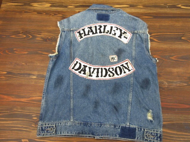 L Harley Davidson [VintageDenimVest] винтажная обработка Denim лучший Rider's лучший Biker 