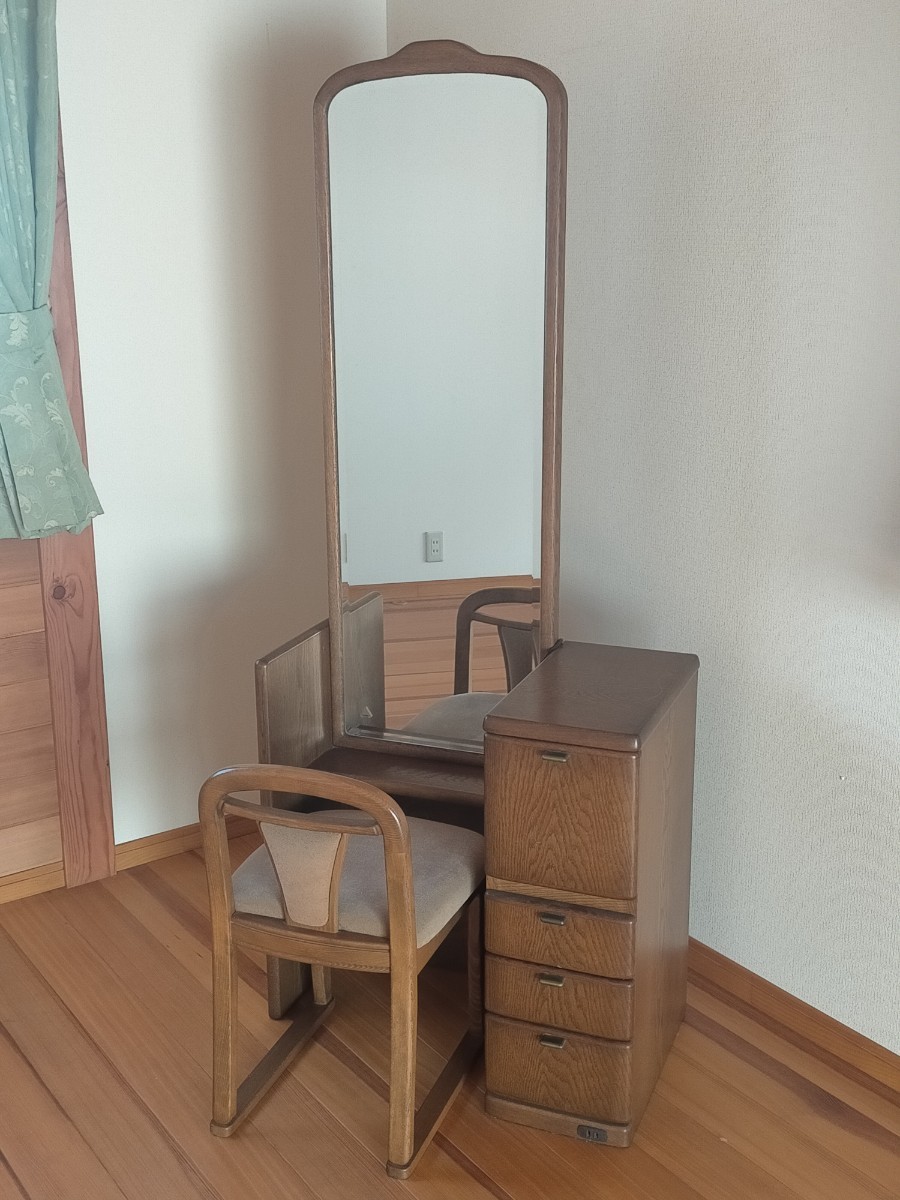 [ at that time. high class goods ] height 1.7m dresser dresser dresser make-up pcs chair set ( Shizuoka direct delivery OK)