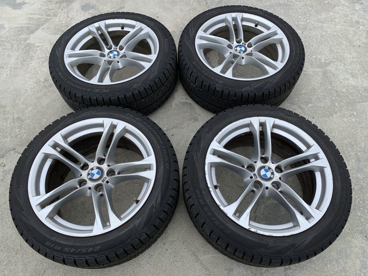 【希少売切】BMW純正AW☆5シリーズ等☆18インチ☆8J/9J☆off+30/+44☆PCD120☆5H&PIRELLI ICE ASIMMETRICO☆245/45R18☆2018年製造の画像1