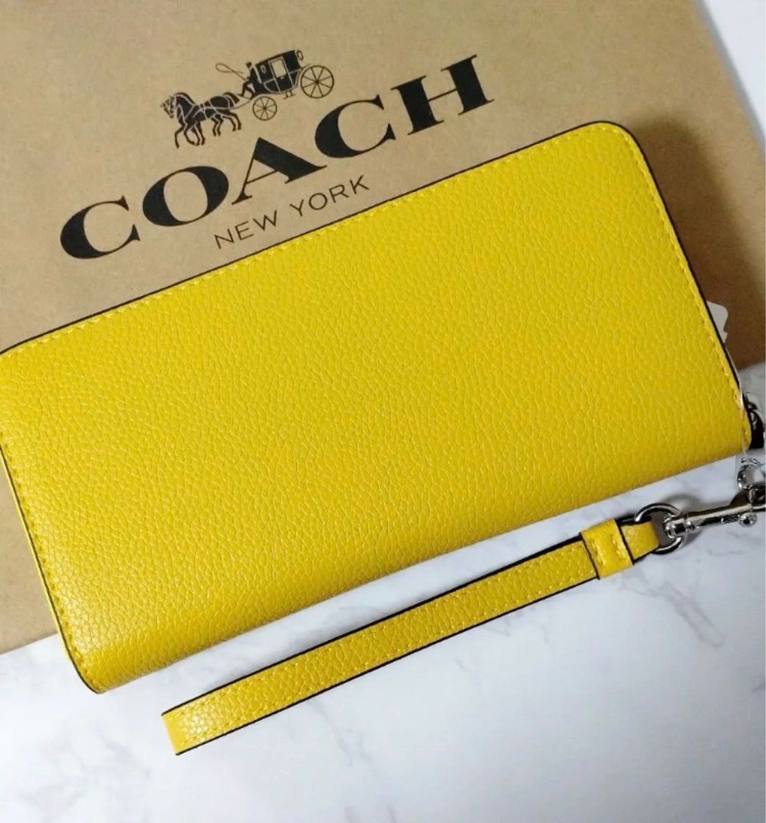 新品未使用】【COACH コーチ 長財布 アコーディオン イエロー｜Yahoo